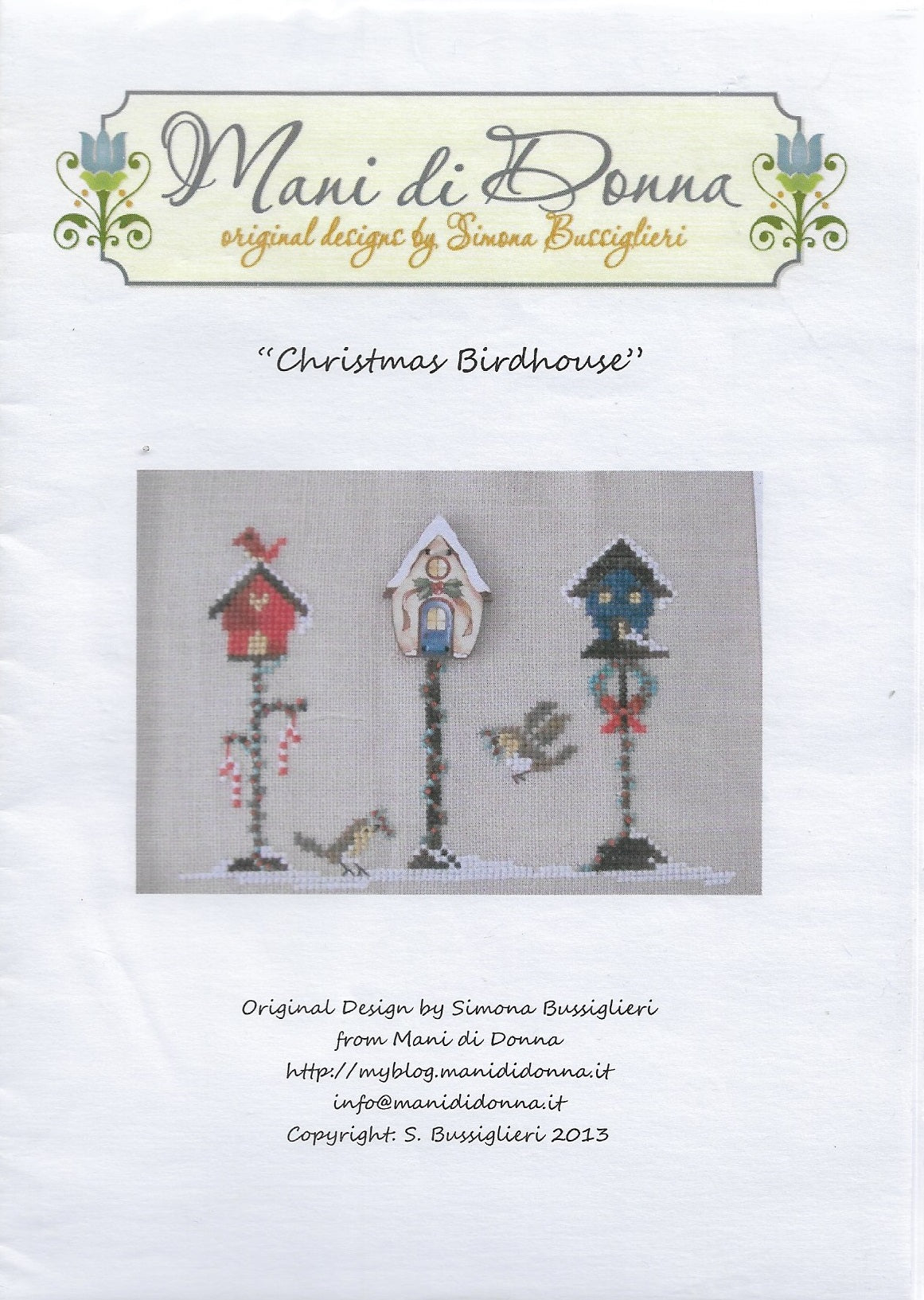 Mani Di Donna Christmas Birdhouse cross stitch pattern
