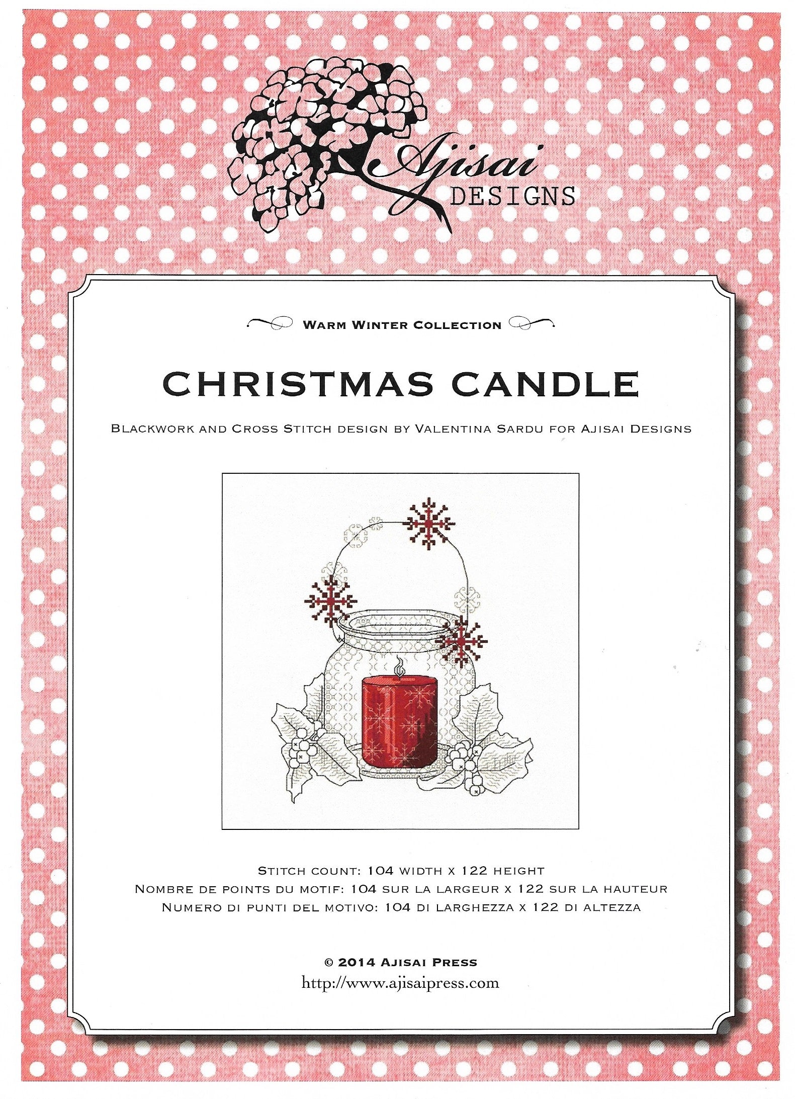 Ajisai Press Christmas Candle cross stutch pattern