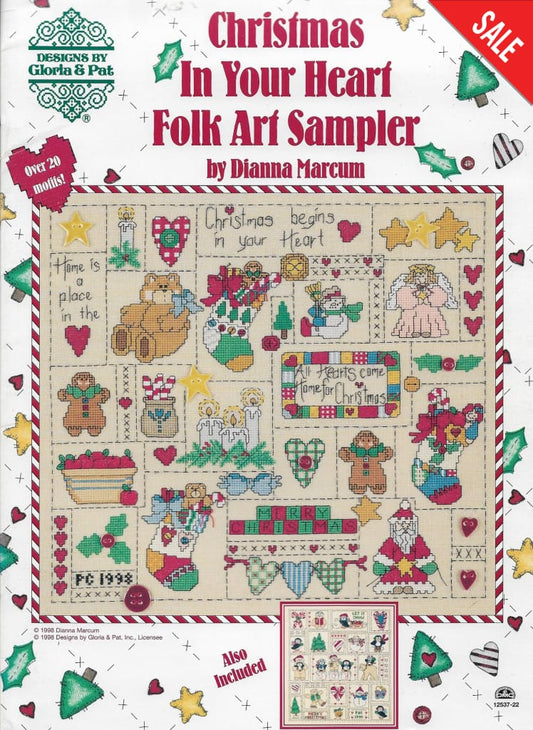 Gloria & Pat  Christmas in your heart Folk art sampler cross stitch pattern