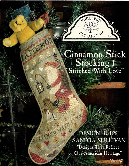 Homespun Elegance Stitched With Love  Cinnamon Stick Stocking I christmas cross stitch pattern