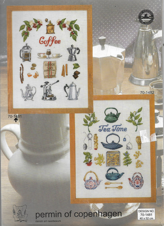 Permin of Copenhagen Coffee and Teatime 70-1481 cross stitch kit