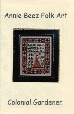 Annie Beez Folk Art Colonial Gardener NW-12 cross stitch pattern
