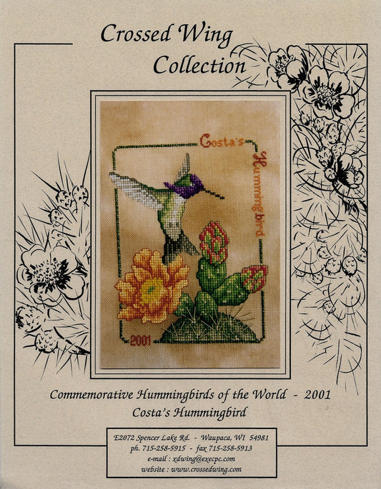 Crossed Wing collection Costa's Hummingbird 2001 cross stitch pattern