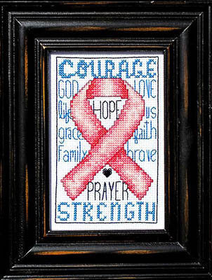 Bobbie G. Designs Courage pink ribbon cancer awareness cross stitch pattern