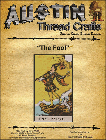 Austin Thread Crafts The Fool Tarot Card cross stitch pattern