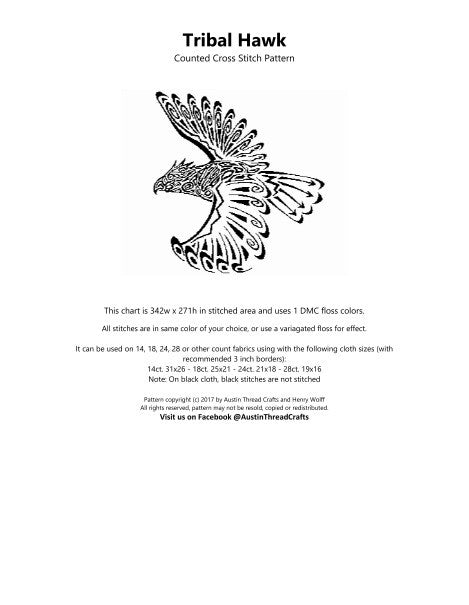 Austin Thread Crafts Tribal Hawk native american cross stitch pattern