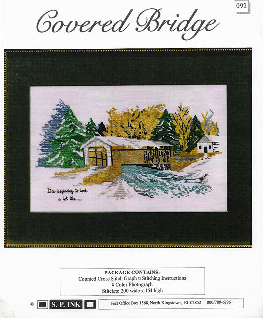 S. P. ink Covered Bridge cross stitch pattern