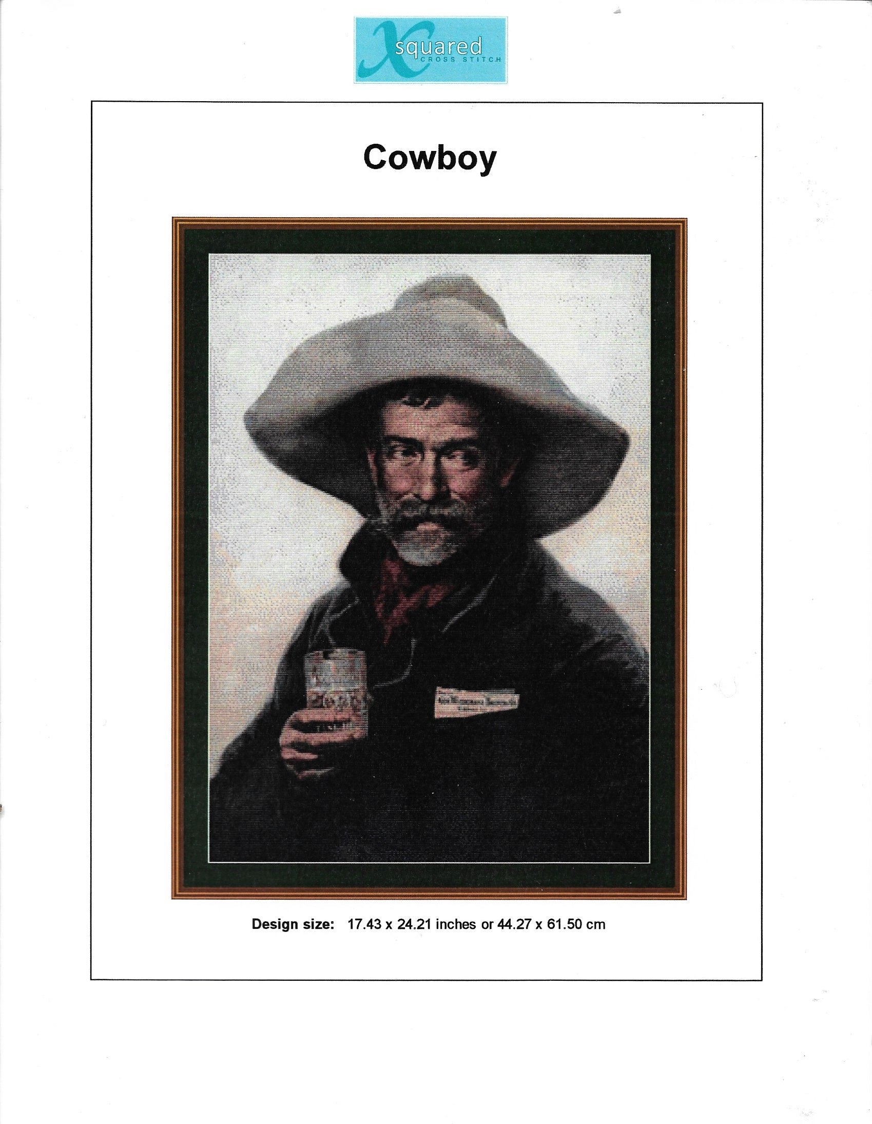 XSquared Cowboy cross stitch pattern