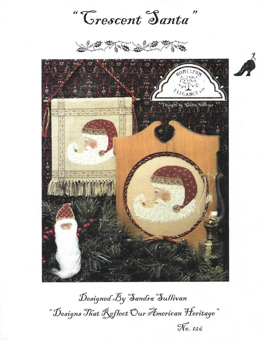 Homespun Elegance Crescent Santa christmas cross stitch pattern