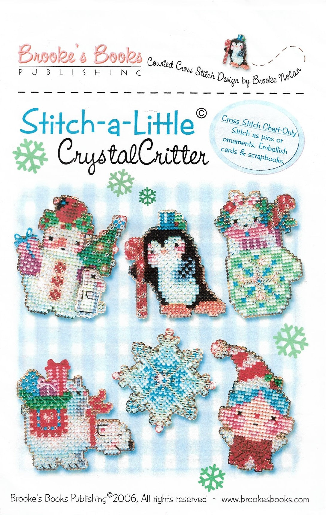 Brooke's Books Crystal Critter Stitch-a-little christmas ornament cross stitch pattern