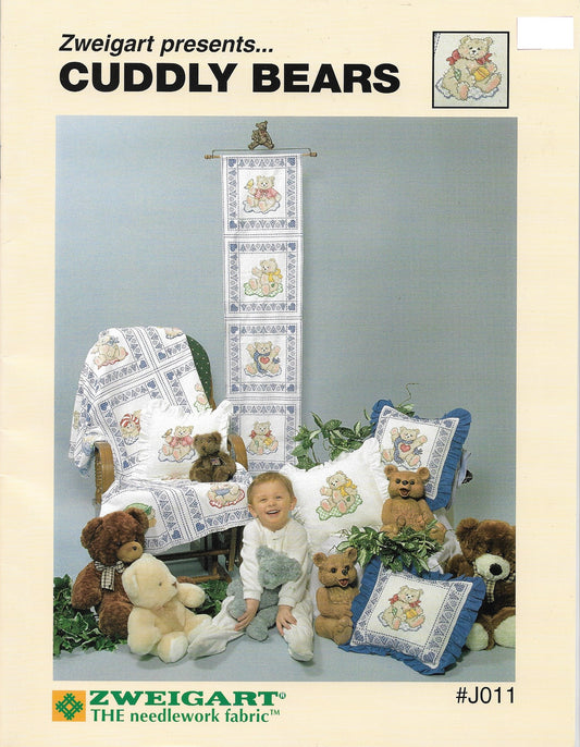 Zweigart Cuddly Bears J011 afghan pillow cross stitch pattern