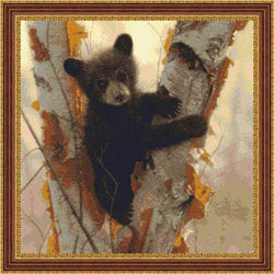 Kustom Crafts Curious Cub bear cross stitch pattern