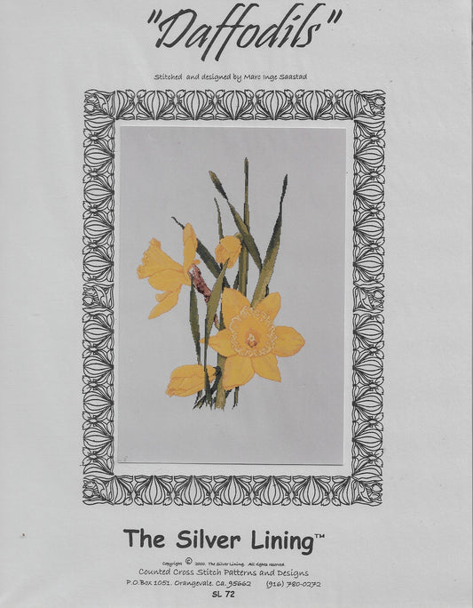 Silver Lining Daffodils flower cross stitch pattern