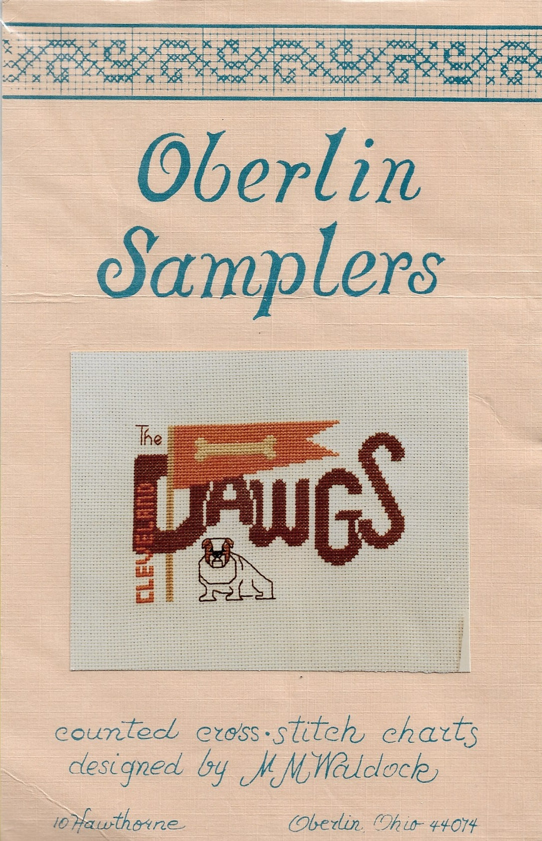 Oberlin Samplers Cleveland Dawgs cross stitch pattern