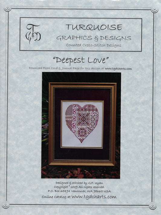 turquoise Graphics & Design Deepest Love heart cross stitch pattern