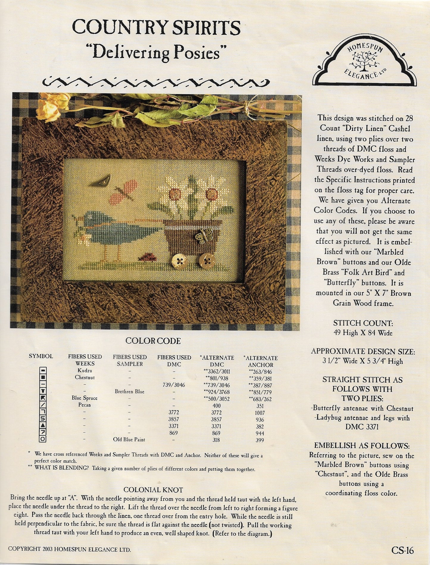 Homespun Elegance Delivering Posies CS-16 cross stitch pattern