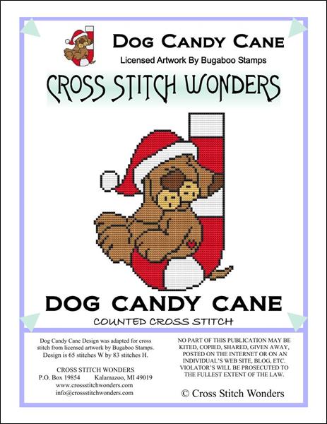 Cross Stitch Wonders Marcia Manning Dog Candy Cane Critter Cross stitch pattern