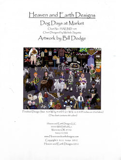 Heaven and earth design Dog Days at Market cross stitch pattern