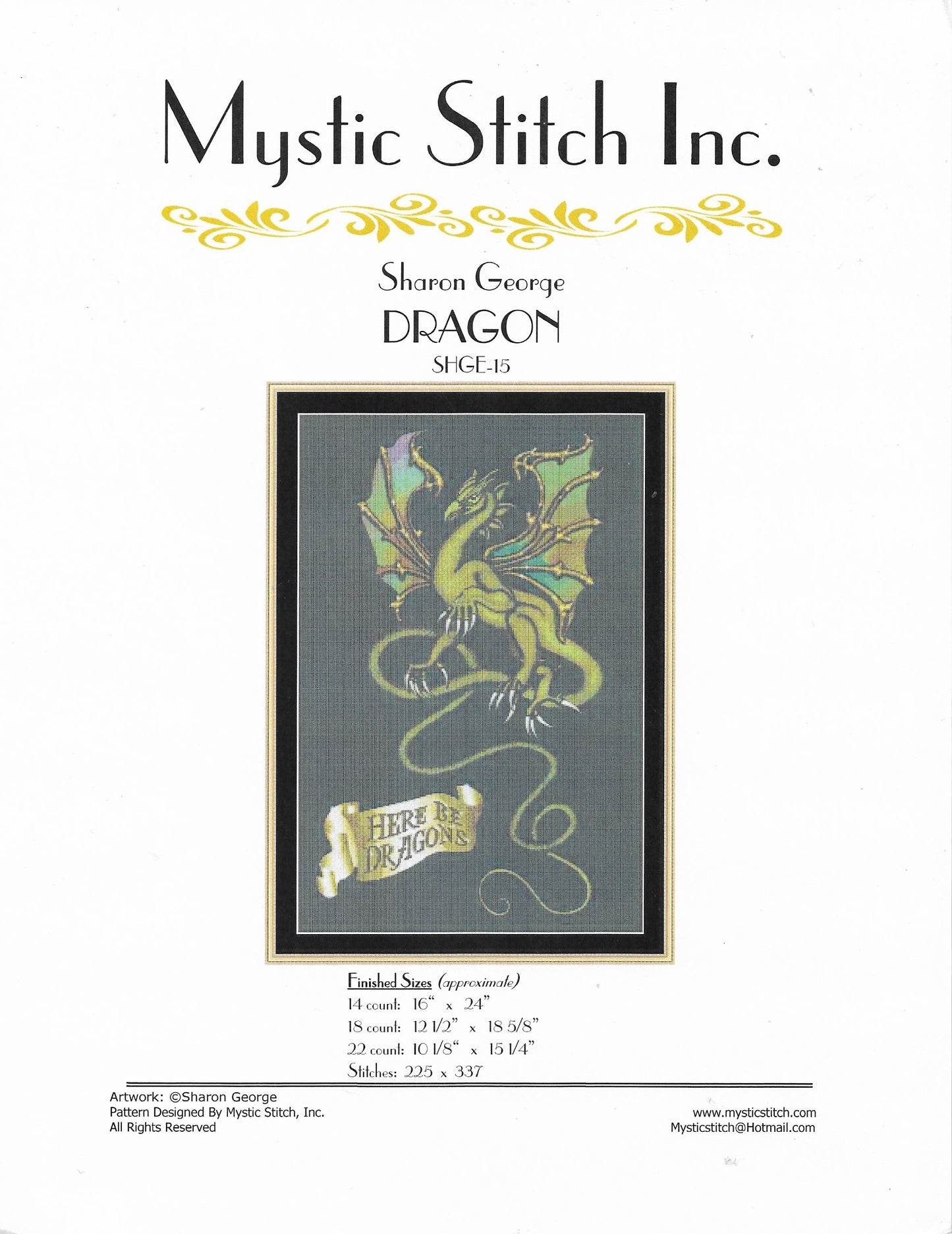 Mystic Stitch Dragon cross stitch patten