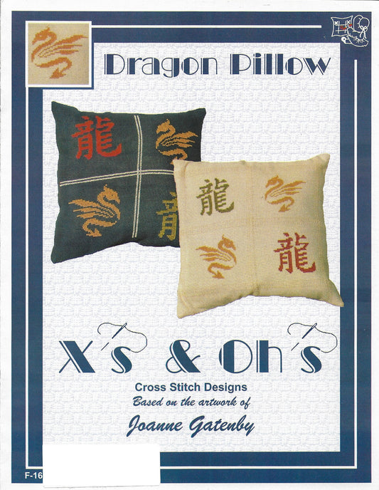 X's & Oh's Dragon Pillow F-160 asian cross stitch pattern