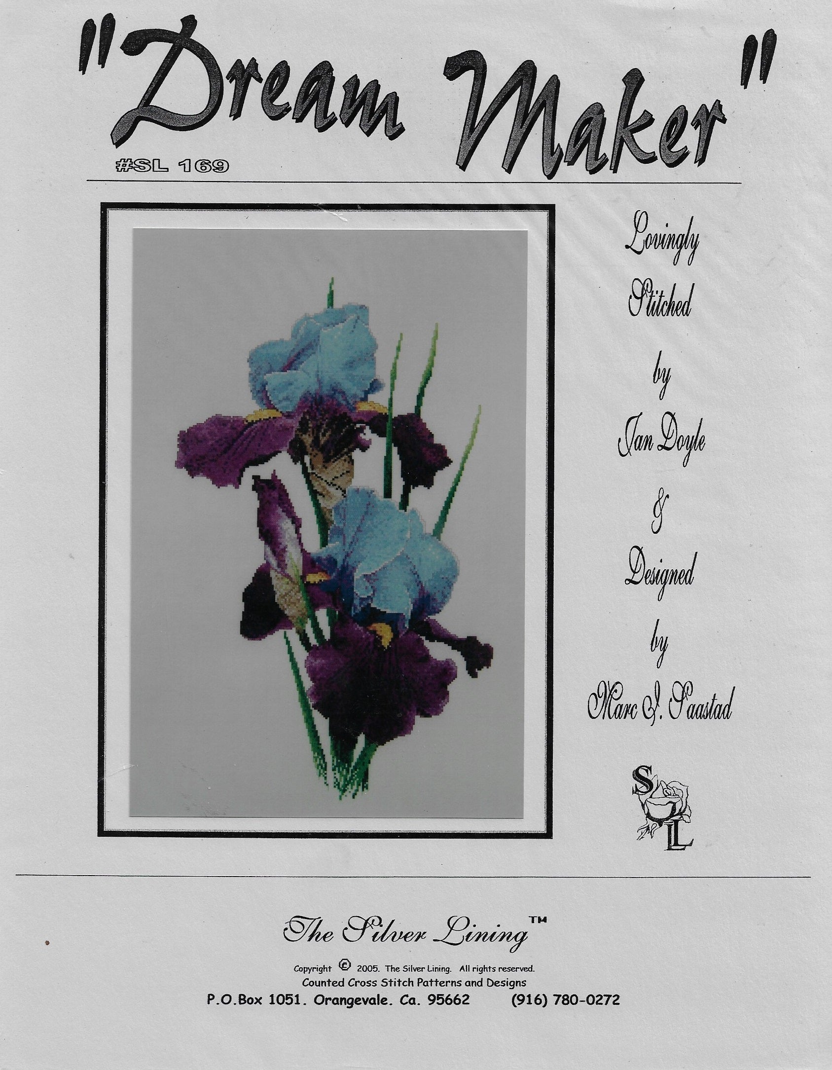 Silver Lining Dream Maker SL169 Iris flower cross stitch pattern