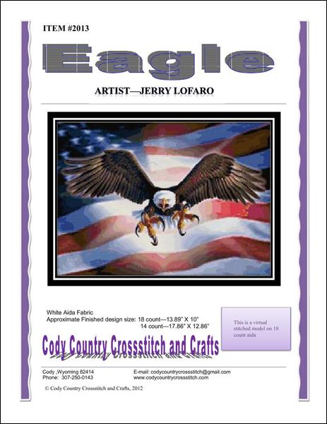 Cody Country Eagle 2013 flag cross stitch pattern