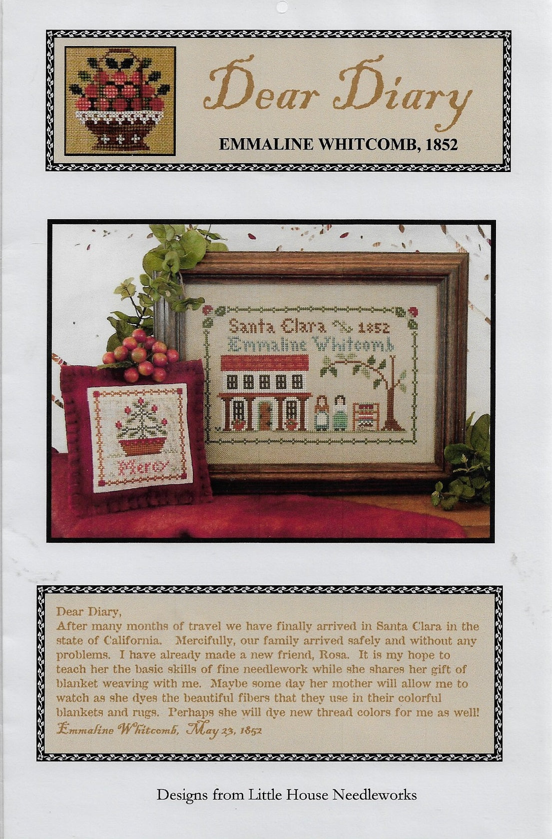 Little House Needleworks Emmaline Whitcomb 1892 Dear Diary cross stitch pattern