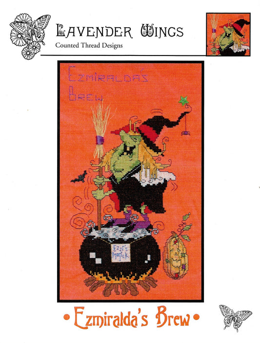 Lavender Wings Ezmirelda's Brew halloween cross stitch pattern