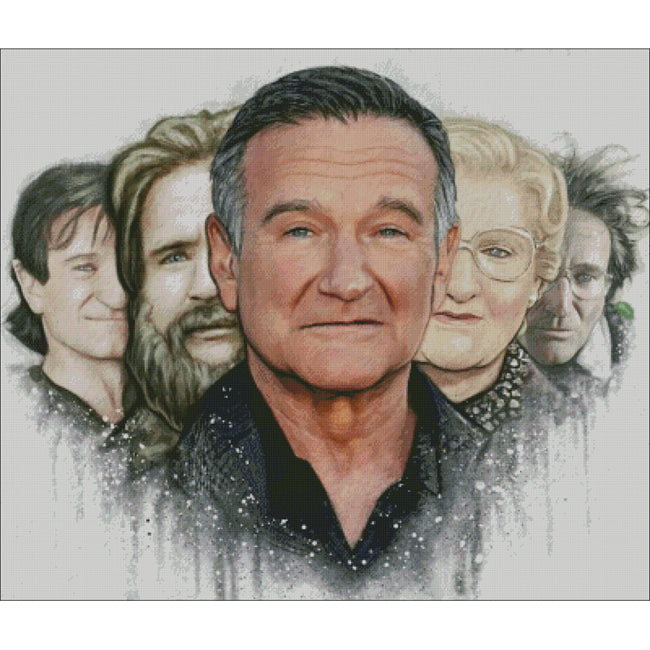 Tilton Crafts Faces of Robin Williams cross stitch pattern