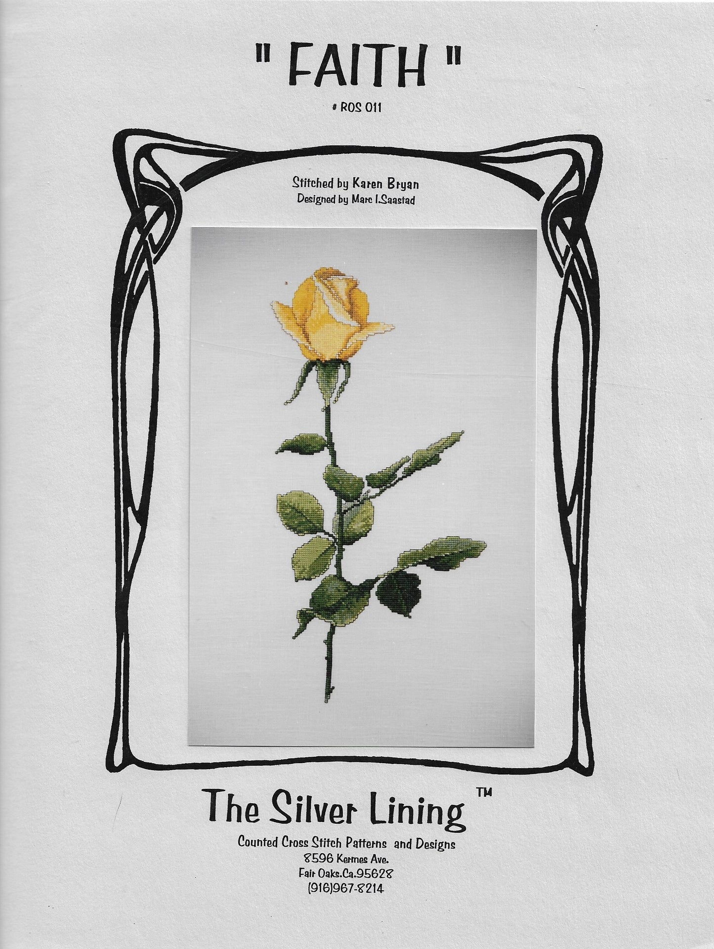Silver Lining Faith yellow rose cross stitch pattern