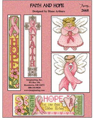 Imaginating Faith and Hope 2668 pink ribbon cross stitch pattern