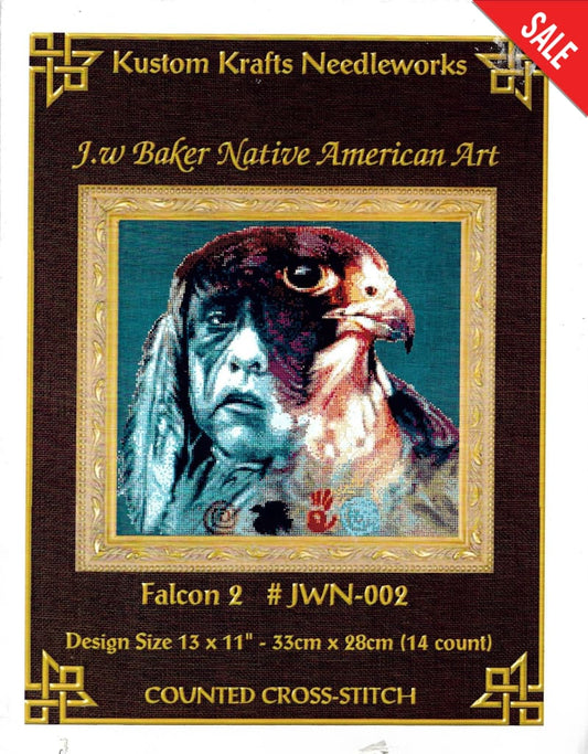 Kustom Krafts Falcon #2 native american  cross stitch pattern