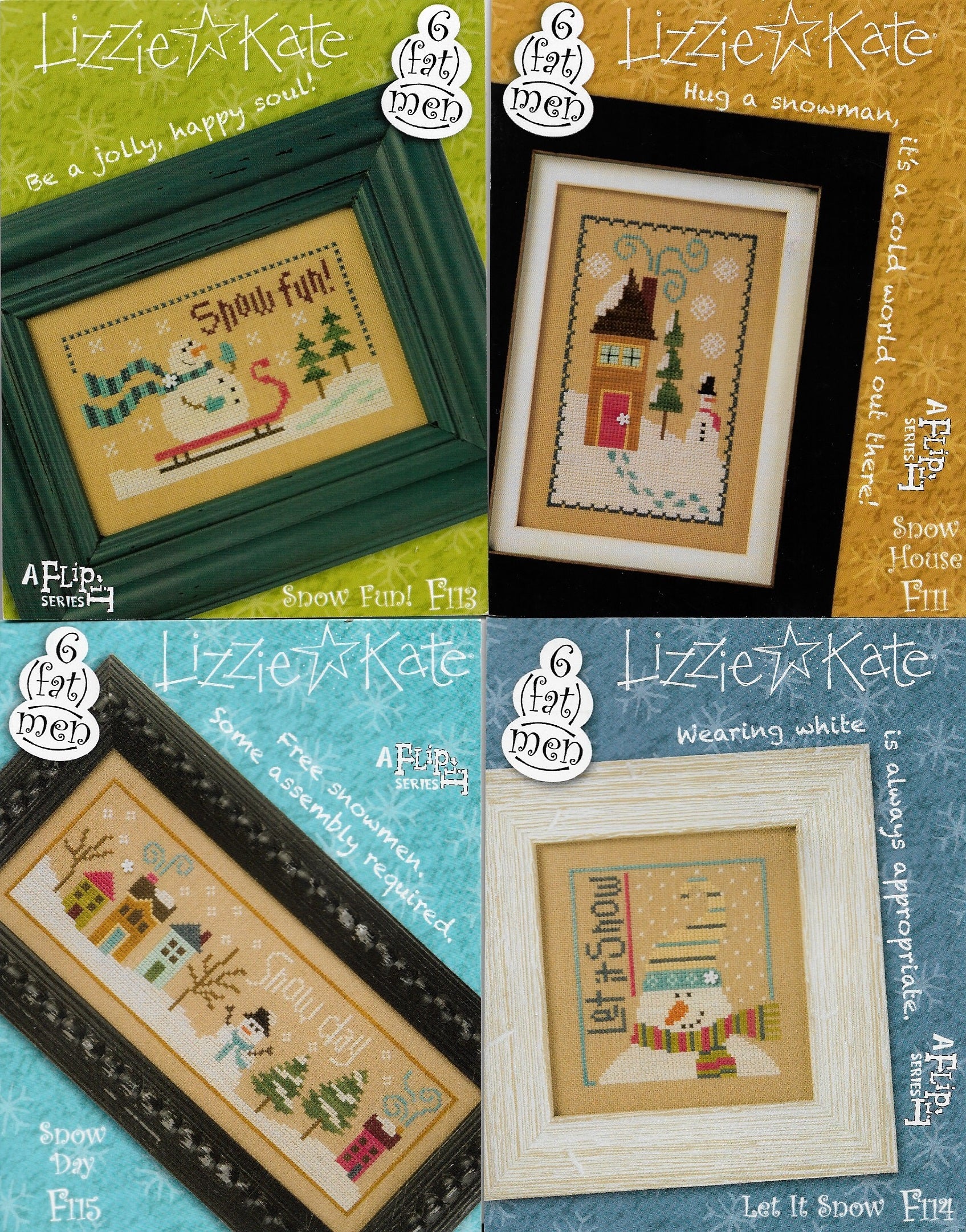 Lizzie Kate Fat Men Flip-it (set of 6) christmas cross stitch pattern