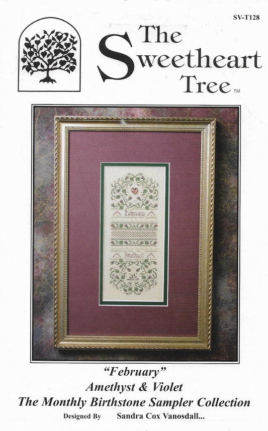 Sweetheart Tree February Amethyst & Violet SV-T128 birthstone cross stitch pattern