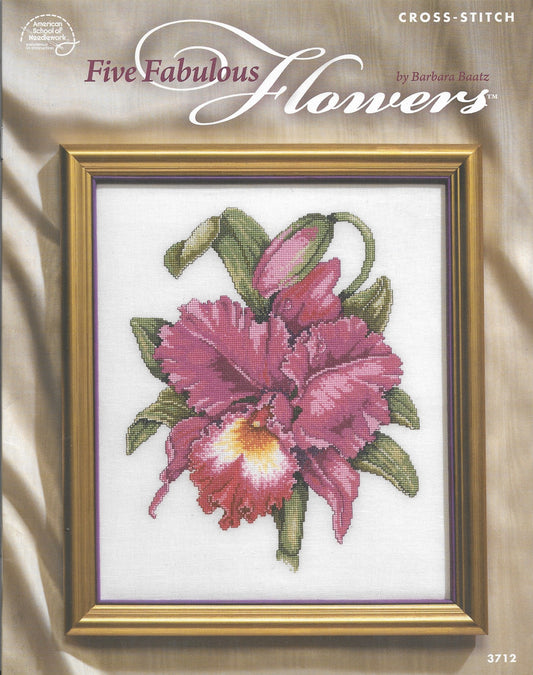 American School of Needlework Five Fabulous Flowers 3712 cross stitch pattern