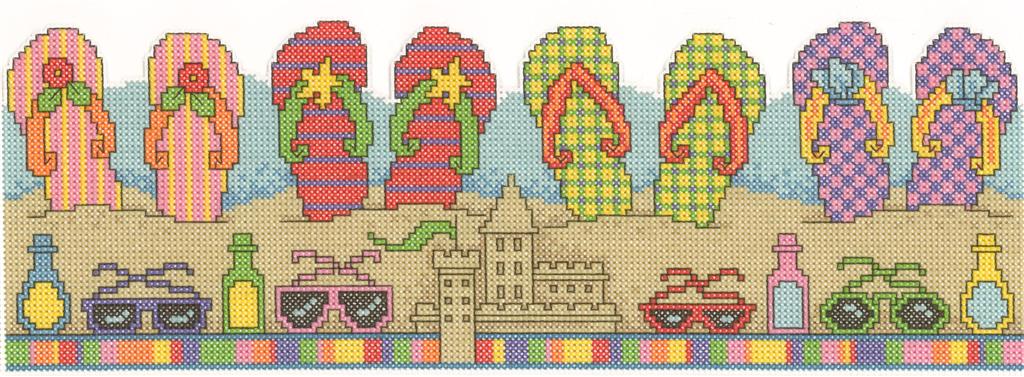 Imaginating Flip Flop Jar Wrapper beach cross stitch pattern