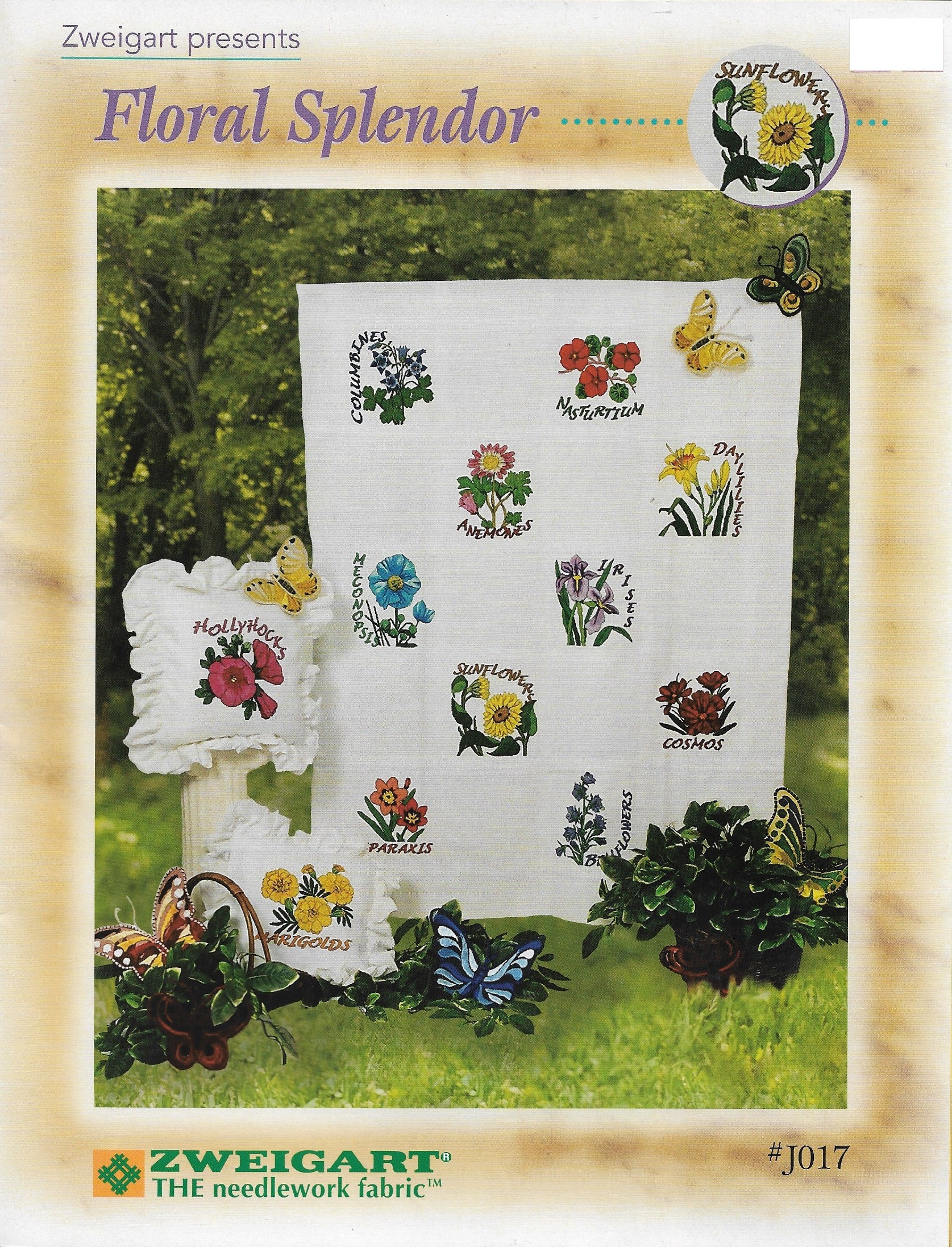 Zweigart  Floral Splendor J017 cross stitch afghan pillow pattern