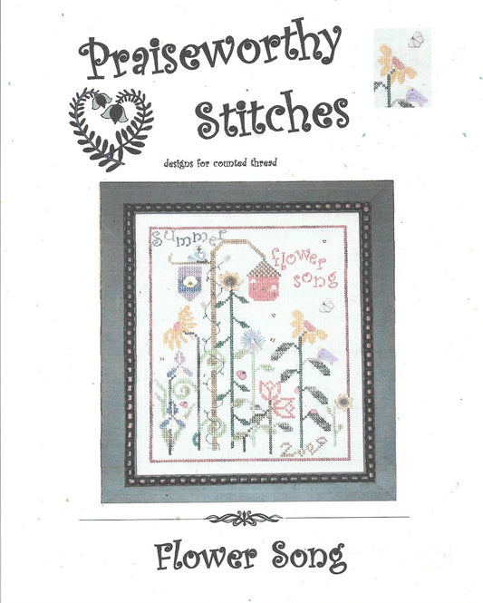 Praiseworthy Flower Song cross stitch sewing box pattern