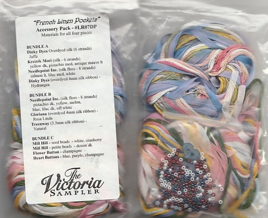 Victoria Sampler French Linen Pockets Embellishment Pack cross stitch LR07DP