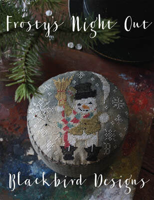 Blackbird Designs Frosty's Night Out Christmas Snowman cross stitch pattern