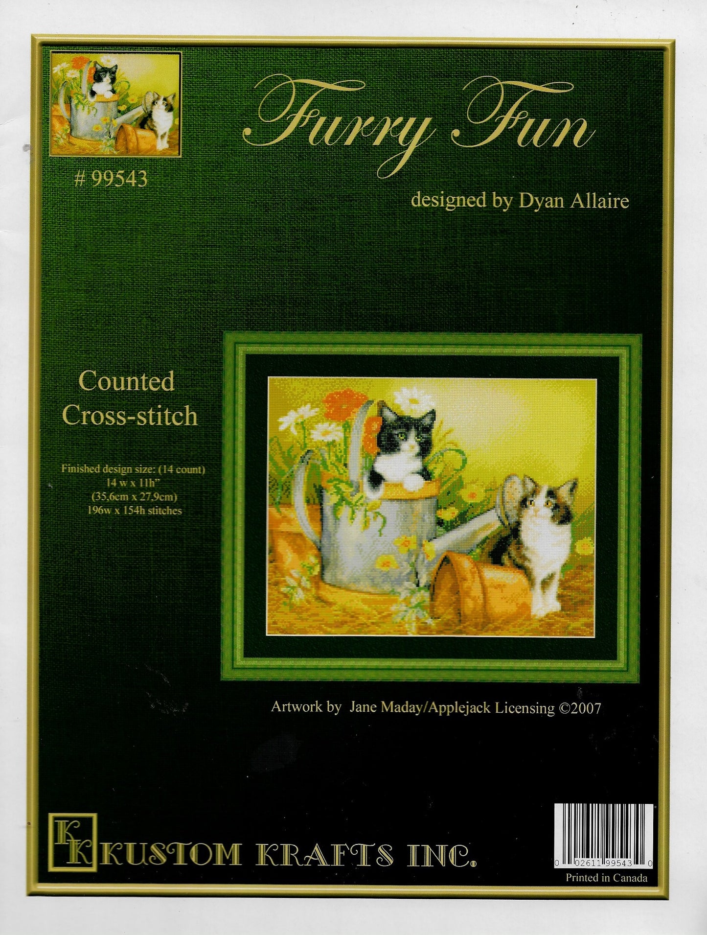 Kustom Krafts Furry Fun 99543 cat cross stitch pattern