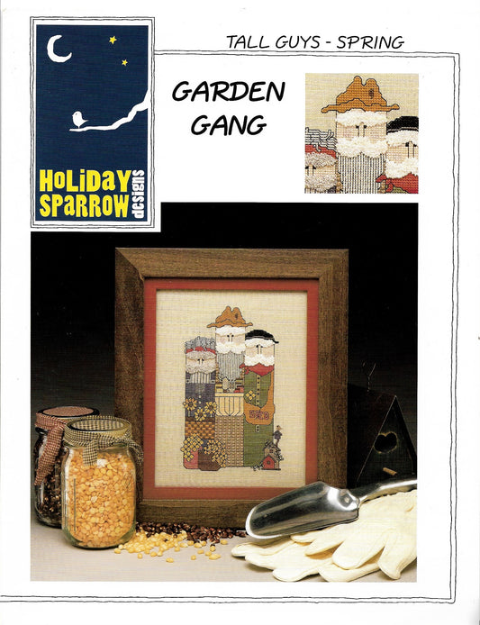 Holiday Sparron Tall Guys Garden gang spring cross stitch pattern