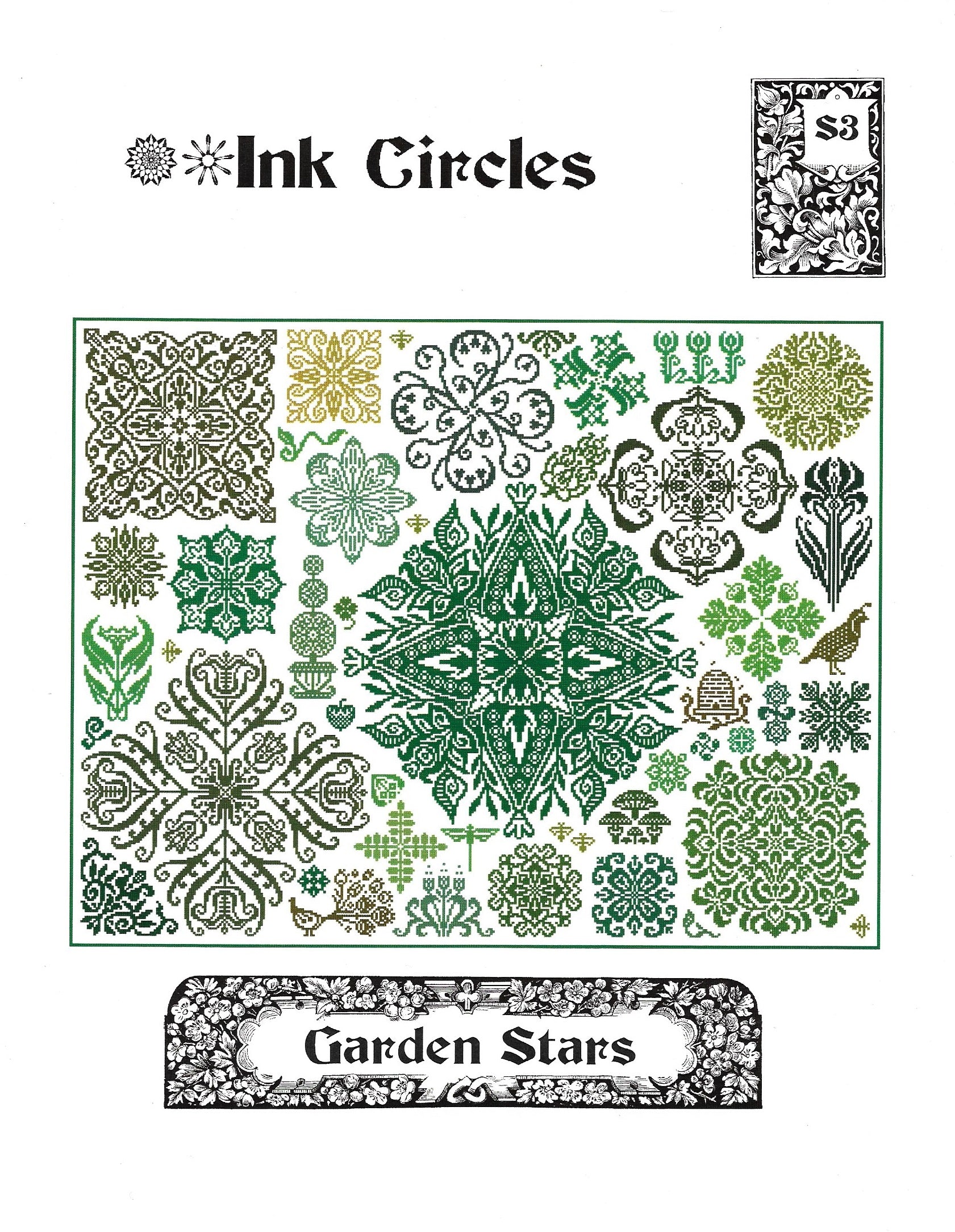 Ink Circles Garden Stars S2 floral cross stitch pattern