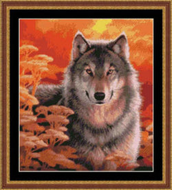 Kustom Crafts Gaze wolf cross stitch patten