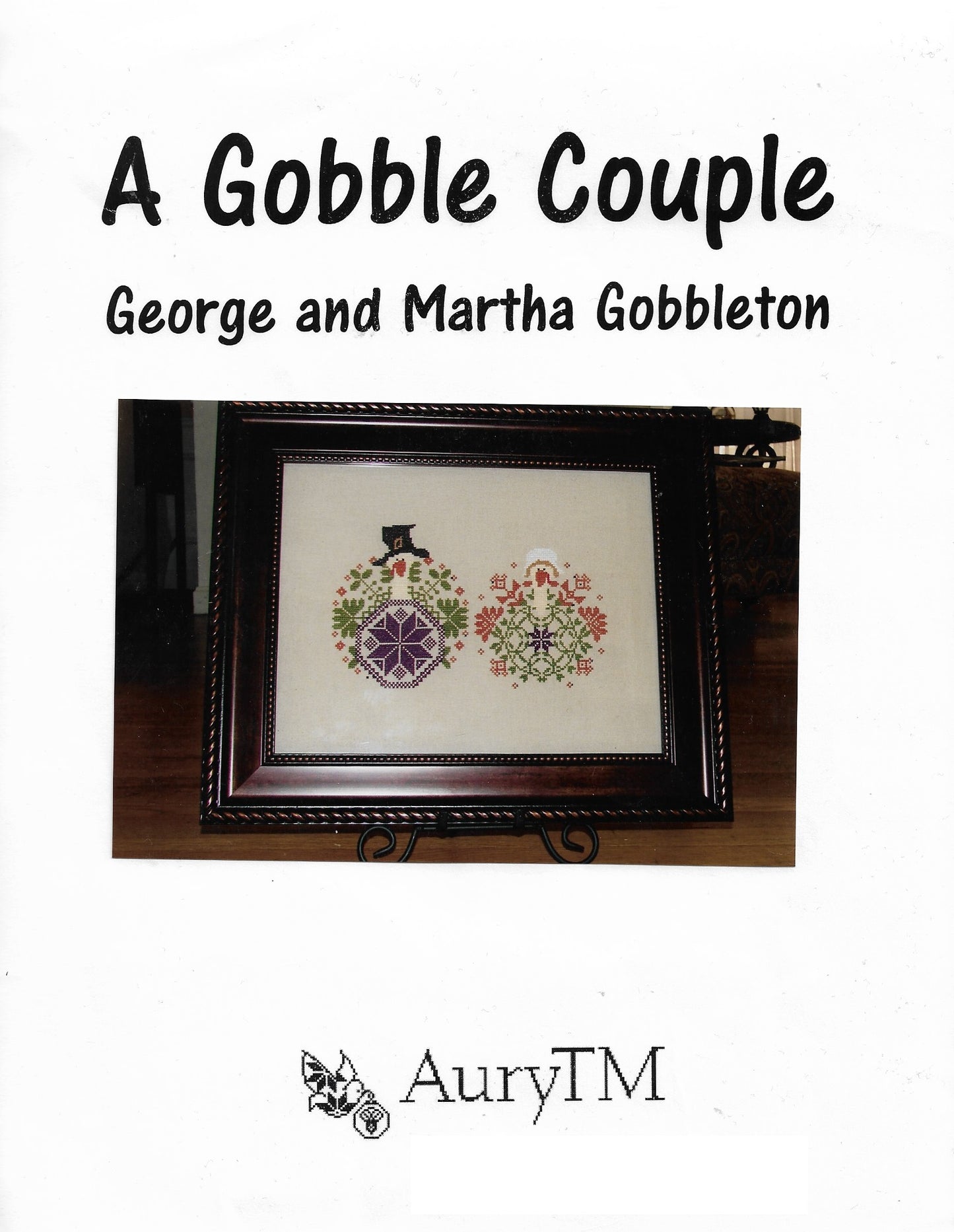 AutyTM George and Martha Gobbleton thanksgiving turkey cross stitch pattern