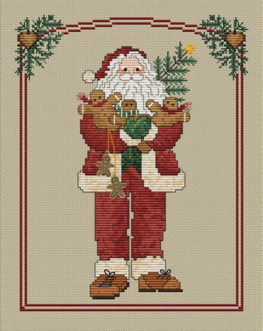 Sue Hillis Gingerbread Santa L203 Christmas cross stitch pattern