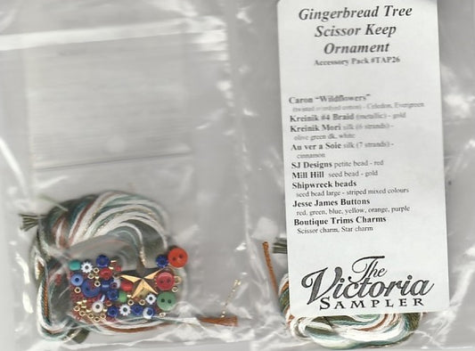 Victoria Sampler Gingerbread Tree Scissor Keep Ornament TAP26 Accessory Pack