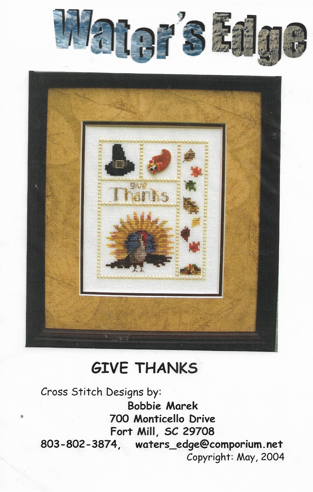 Water's Edge Give Thanks Thanksgiving cross stitch pattern