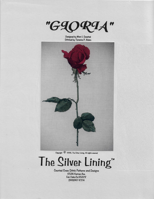 Silver Lining Gloria rose cross stitch pattern