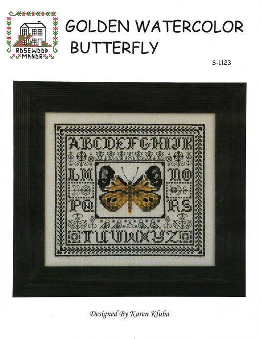 Rosewood Manor Golden Watercolor Butterfly S-1123 cross stitch pattern